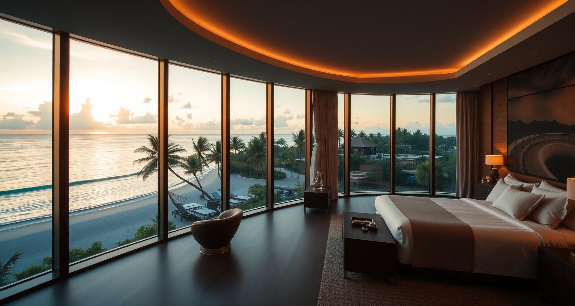 Suite frente al mar al atardecer