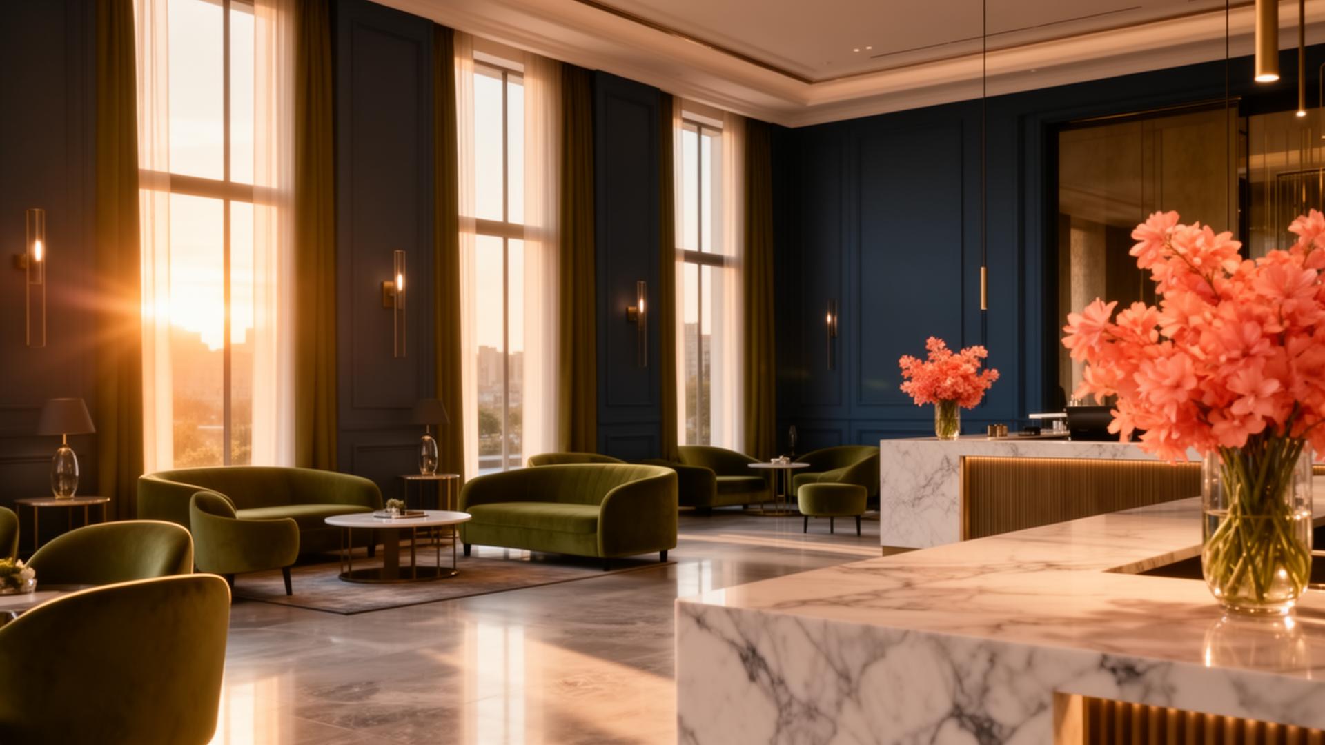 Elegant boutique hotel lobby
